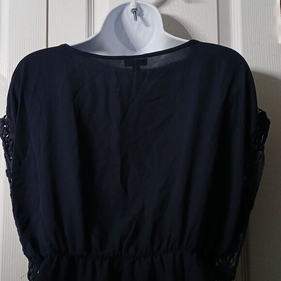 Blush navy blouse elastic waist Sz XL EUC - Picture 7 of 8